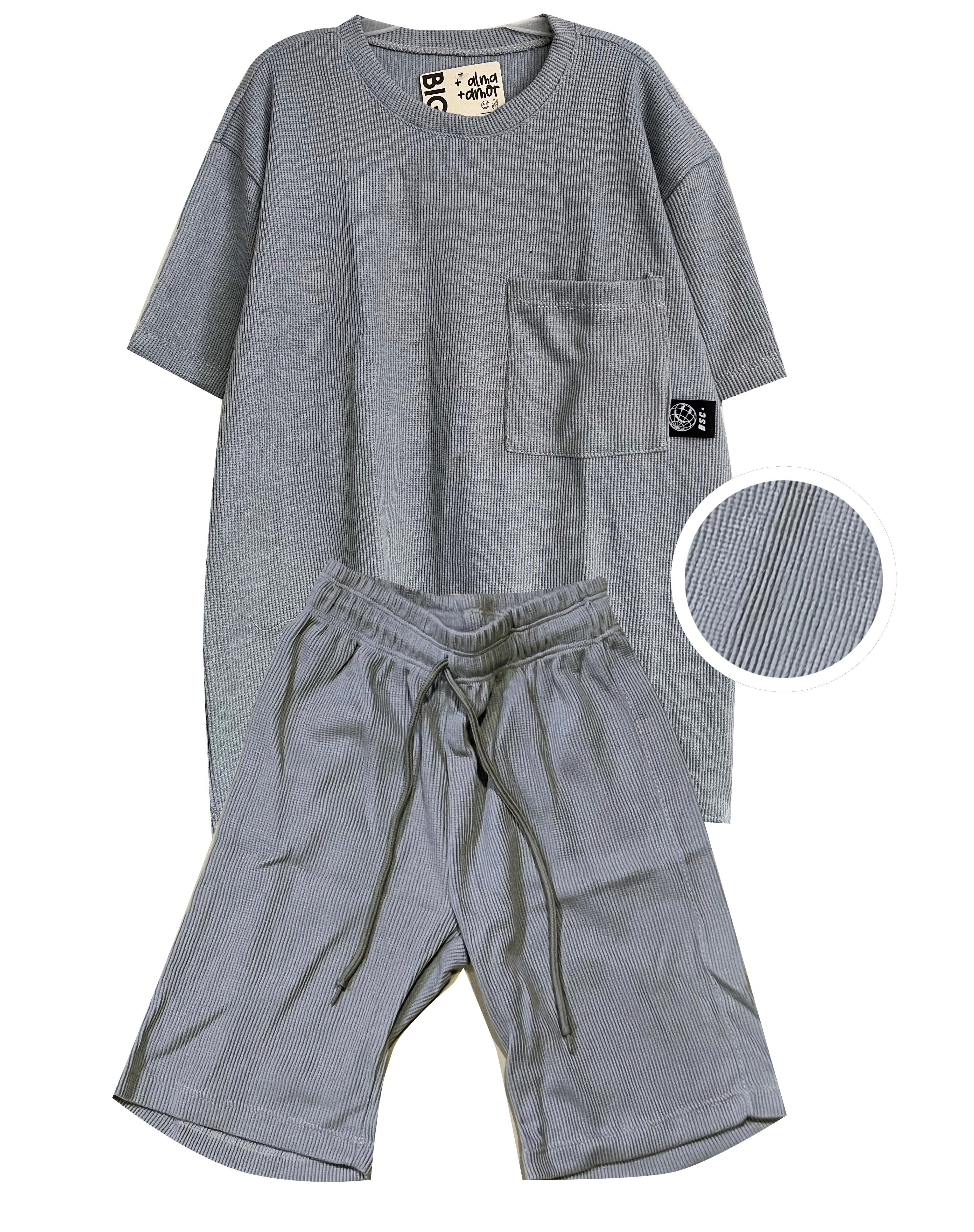 C1865 CONJUNTO UNICLOR  TELA GALLETA COLOR  GRIS