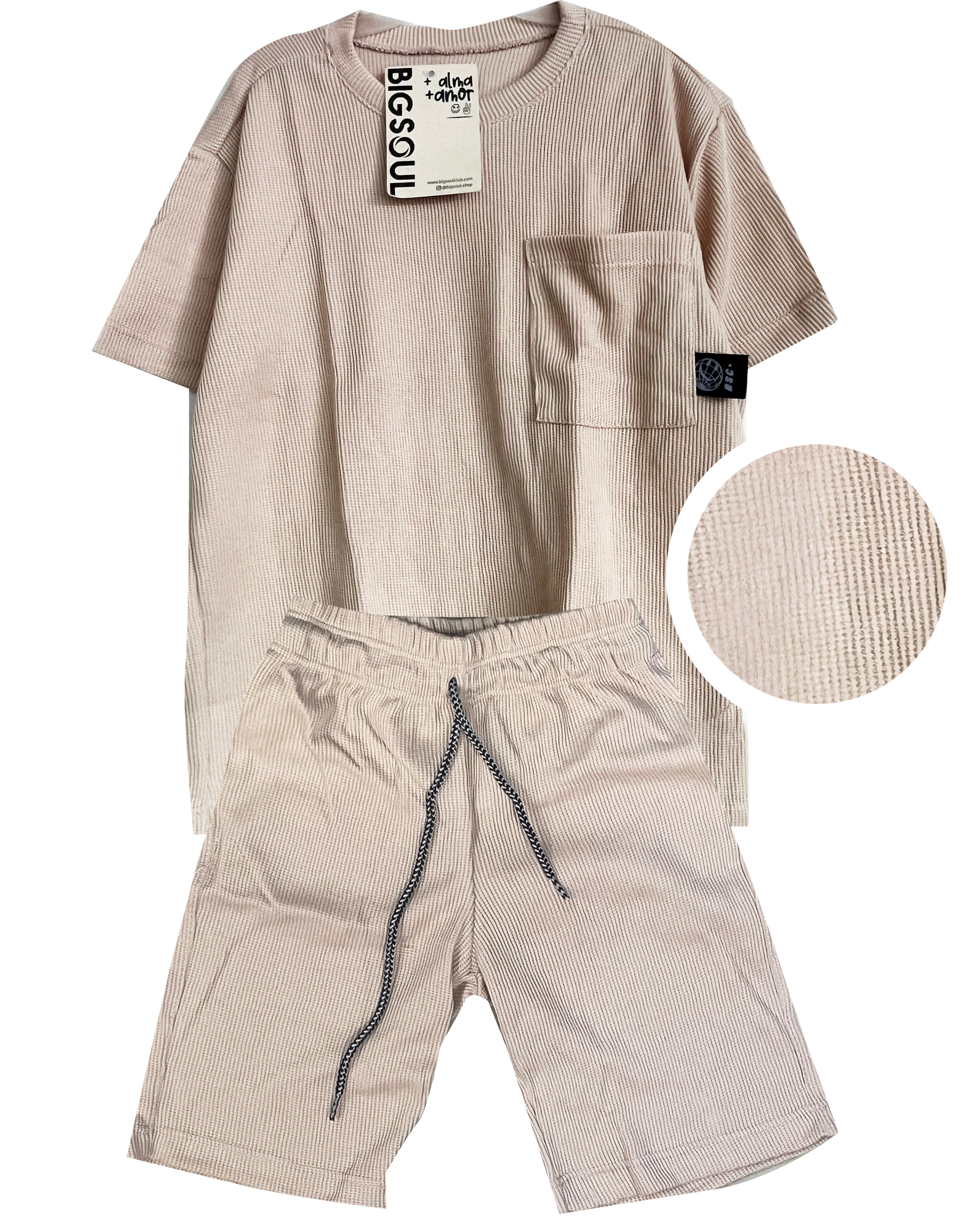 C1865 CONJUNTO UNICOLOR  TELA GALLETA COLOR KAKY