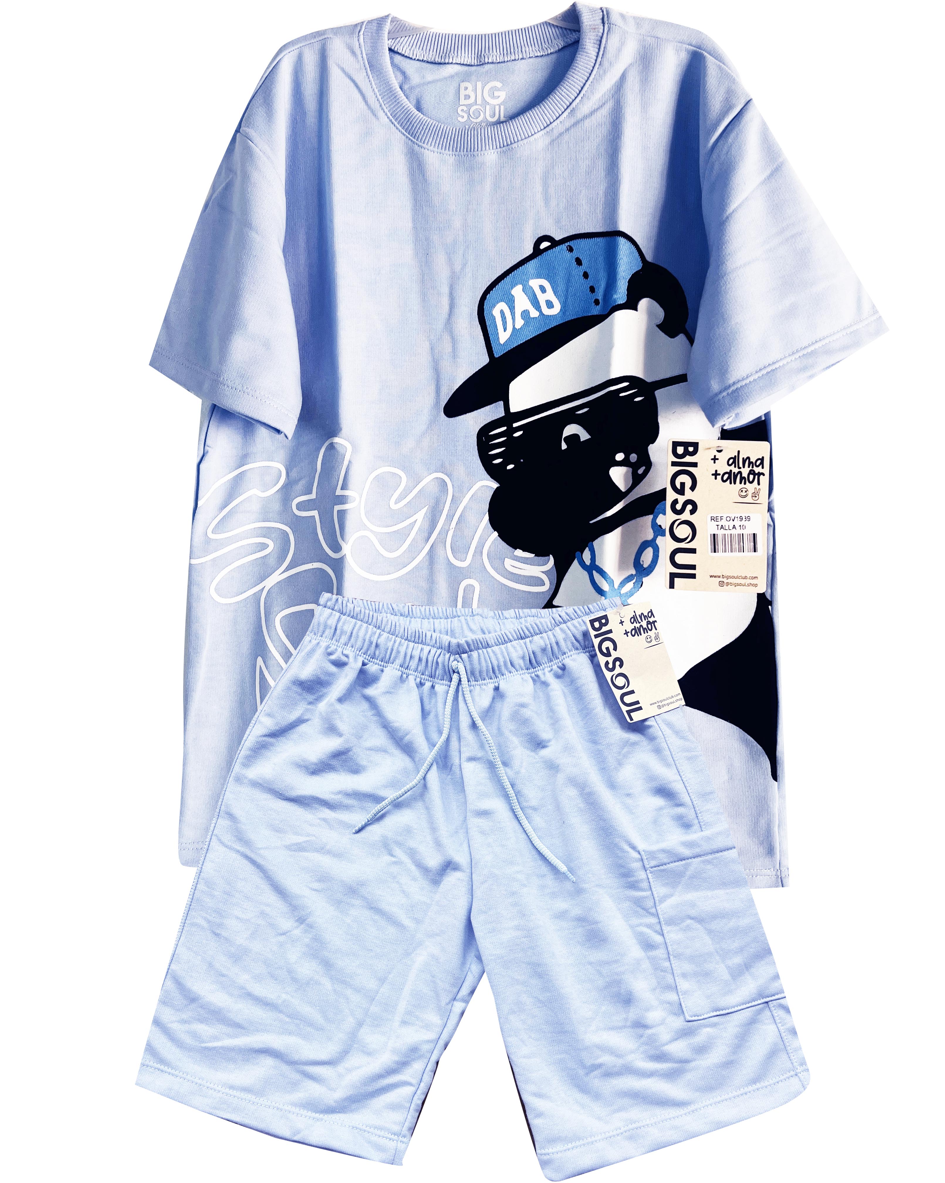 C1939 CONJUNTO UNICOLOR OVER SIZEAZULCIELO/ BERMUDAAZUL CIELO