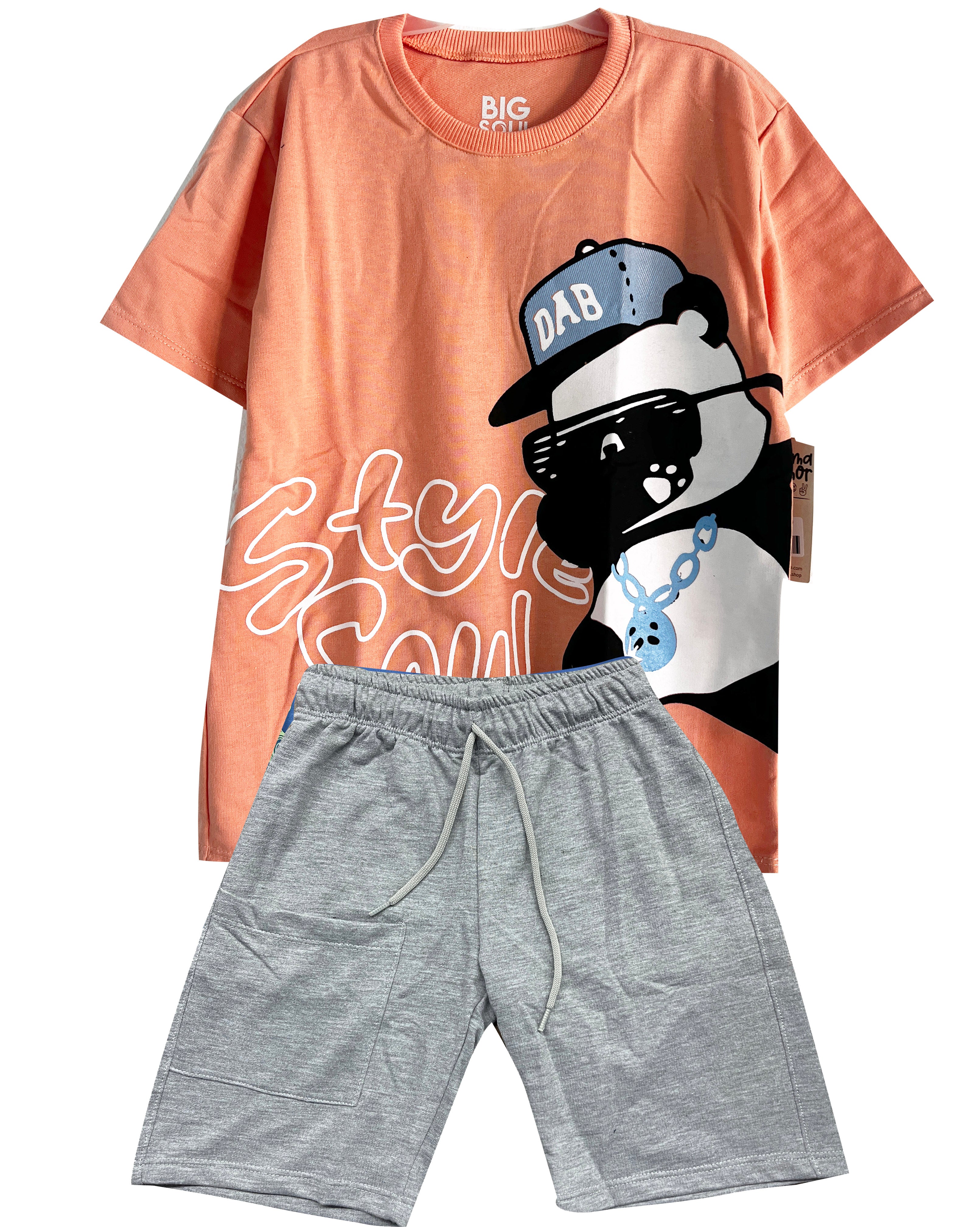 C1939 CONJUNTO UNICOLOR OVER SIZE MANDARINA/ BERMUDA IGRIS JASPE BURDA