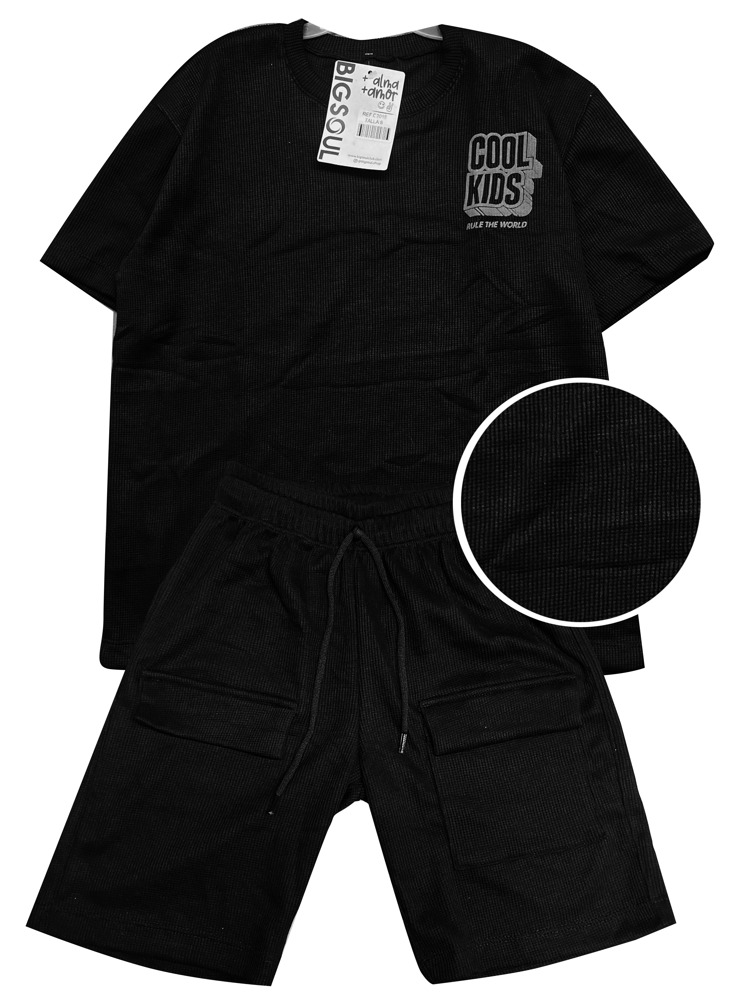 C2015 CONJUNTO UNICOLOR  TELA GALLETA COLOR NEGRO