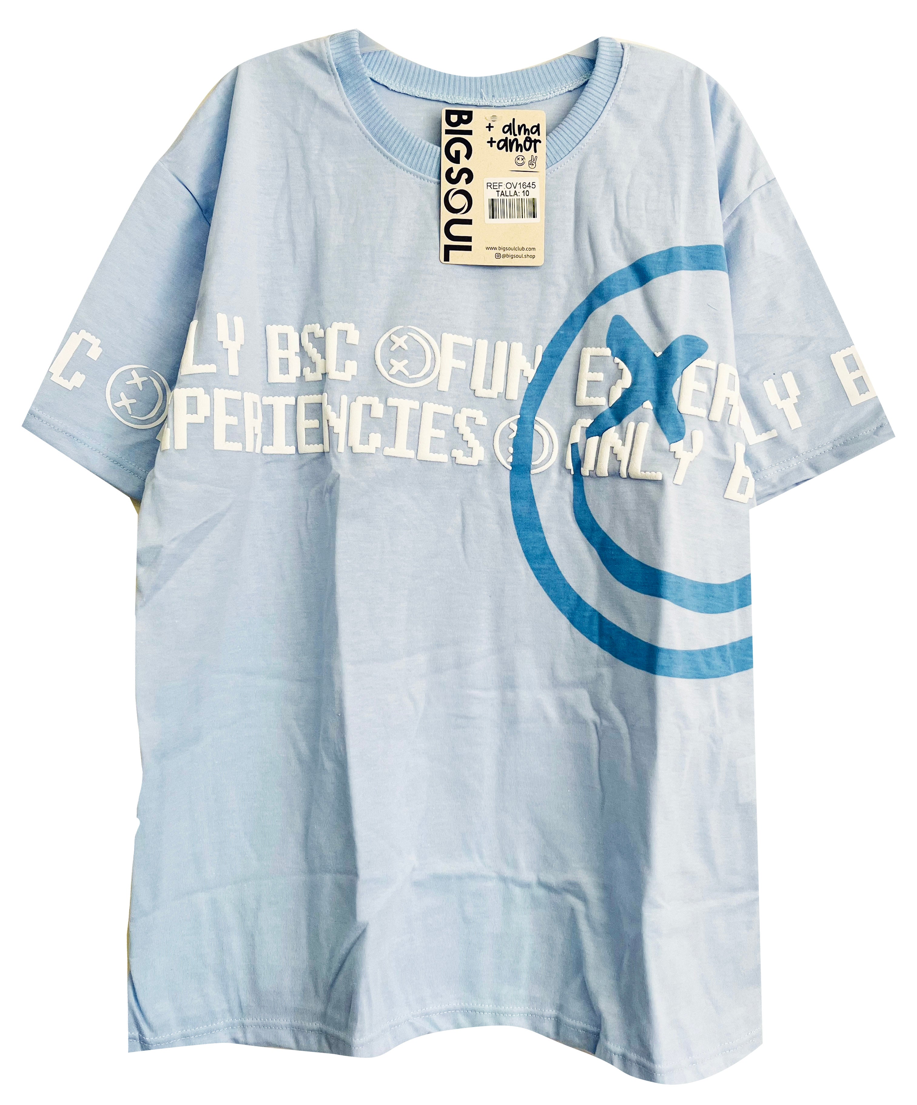 OV1645 CAMISETA OVER SIZE AZUL CIELO