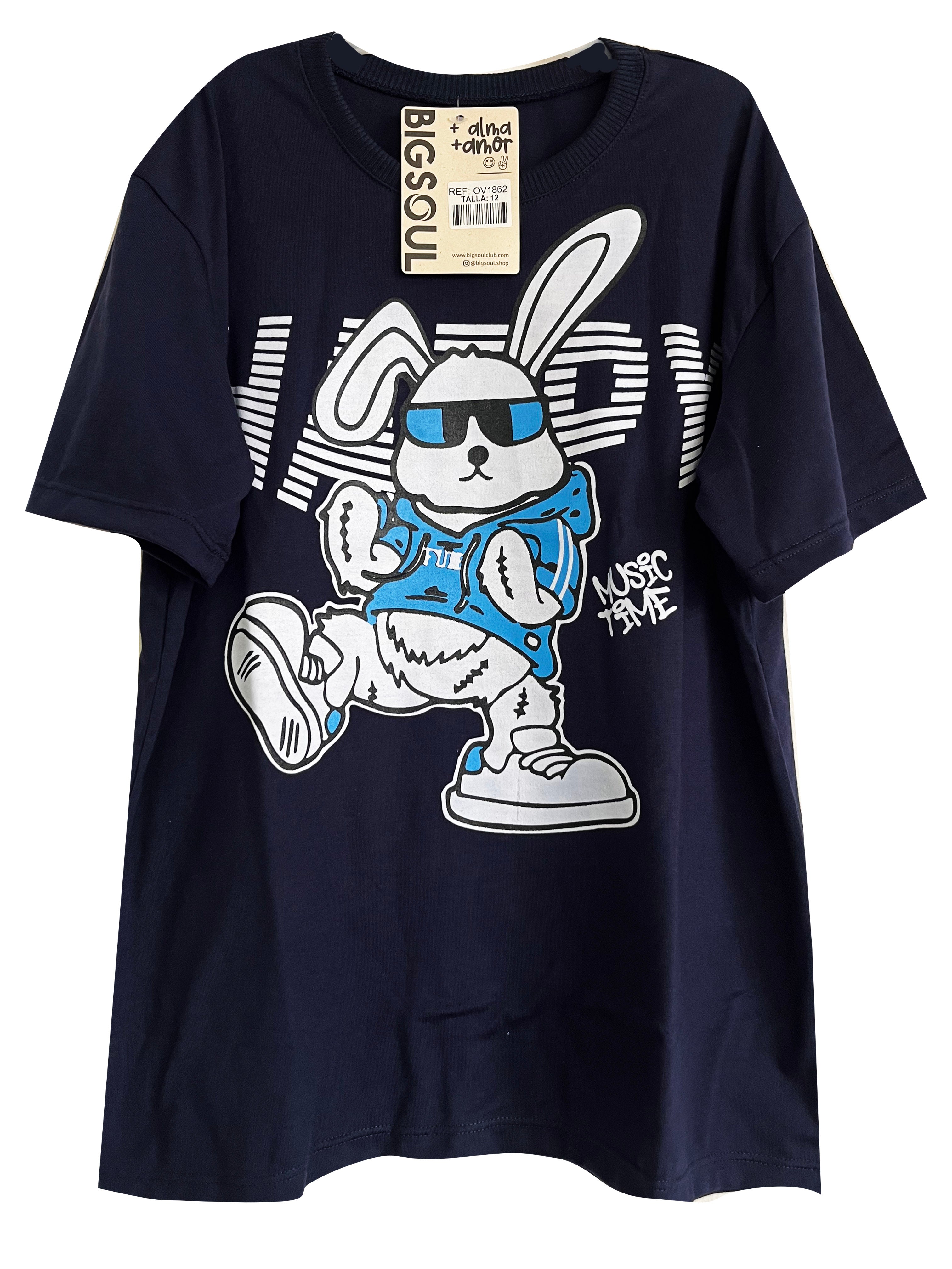 OV1862 CAMISETA OVER SIZE AZUL OSCURO