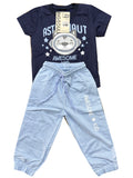 BB1870 CONJUNTO BEBE CAMISETA AZUL NAVI /JOGGER BURDA LIVIANA AZUL CIELO
