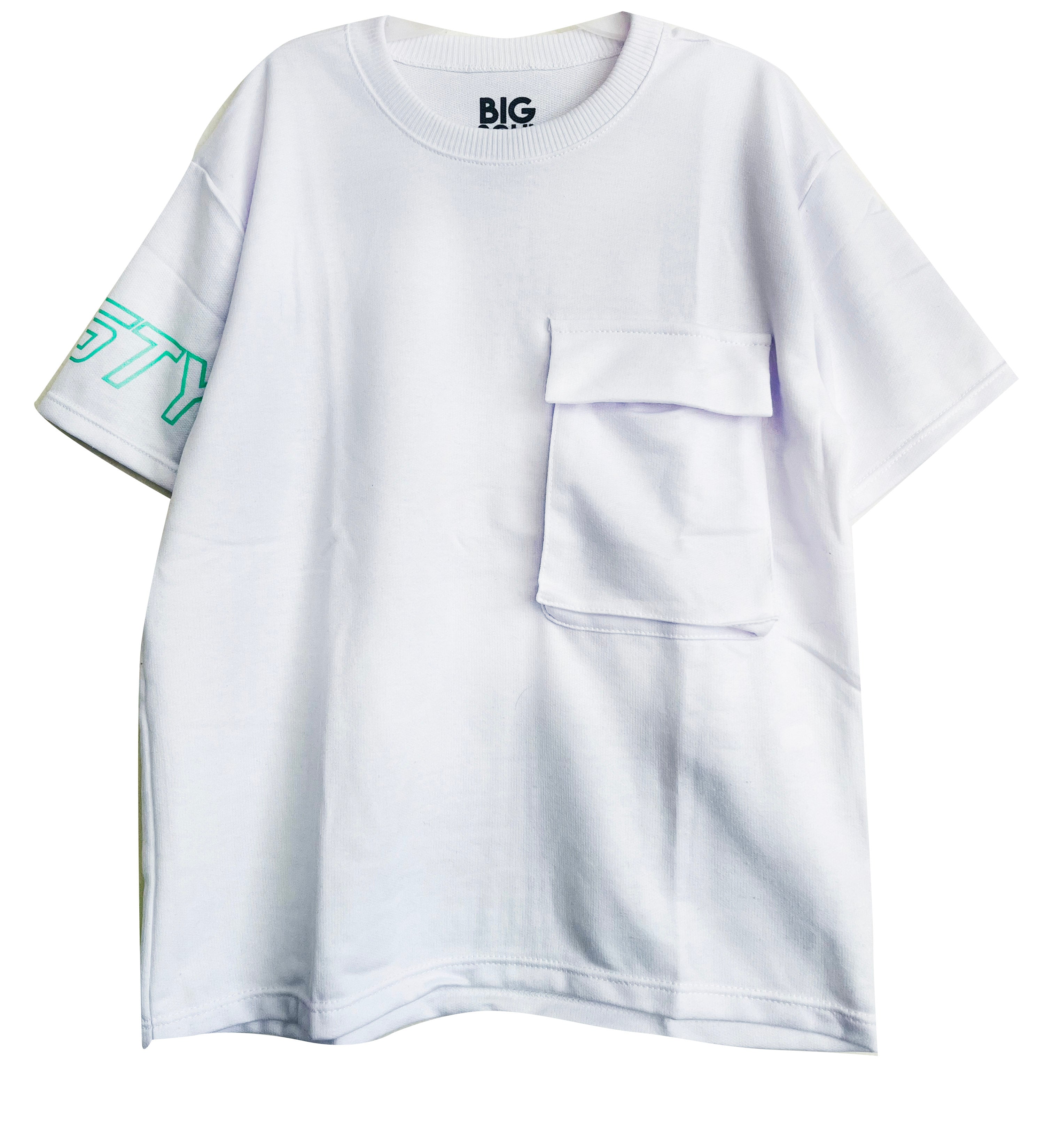 OV1556  CAMISETA OVER SIZE BLANCO CON BOLSILLO FUELLE