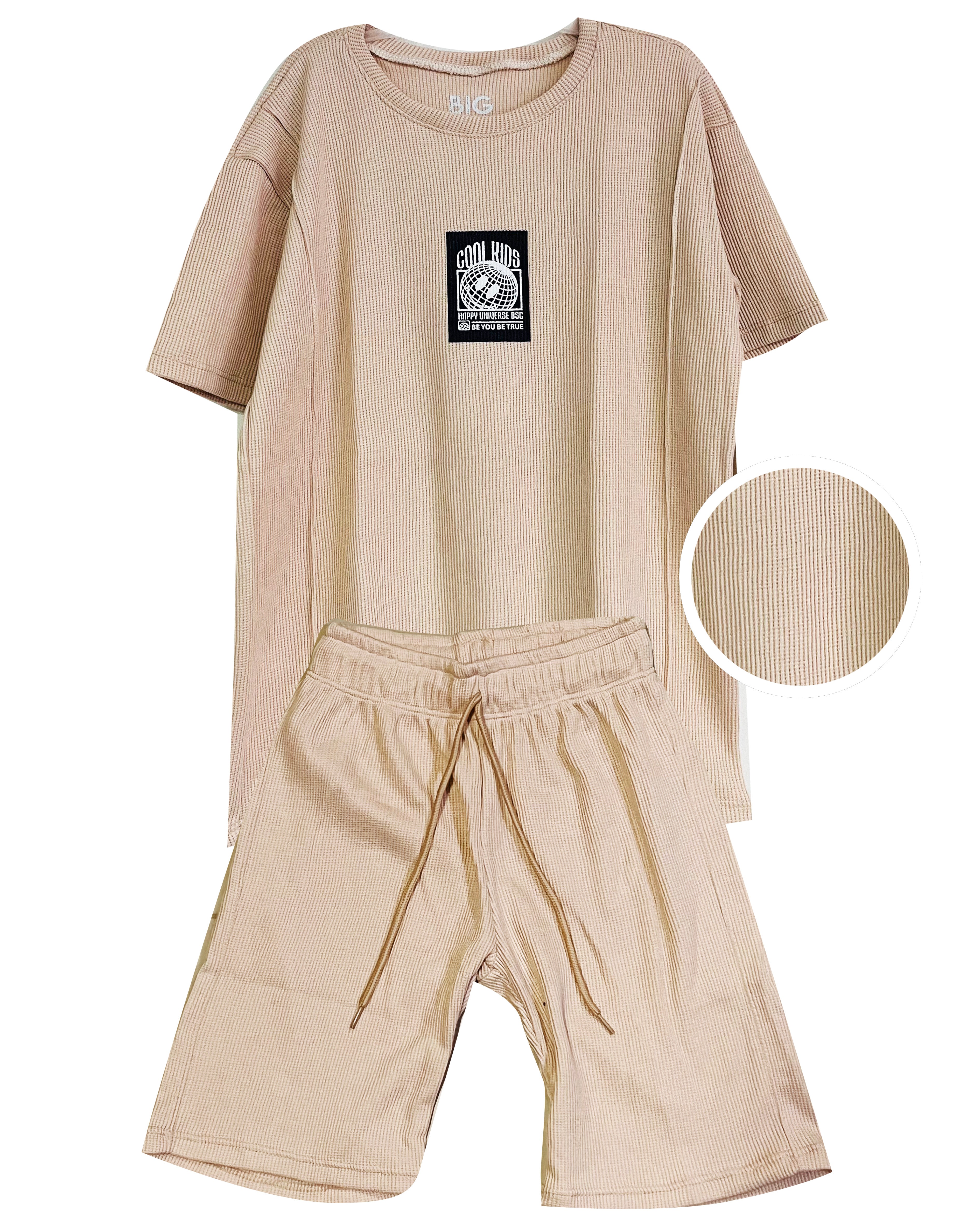 C1844 CONJUNTO UNICOLOR  TELA GALLETA COLOR  KAKY