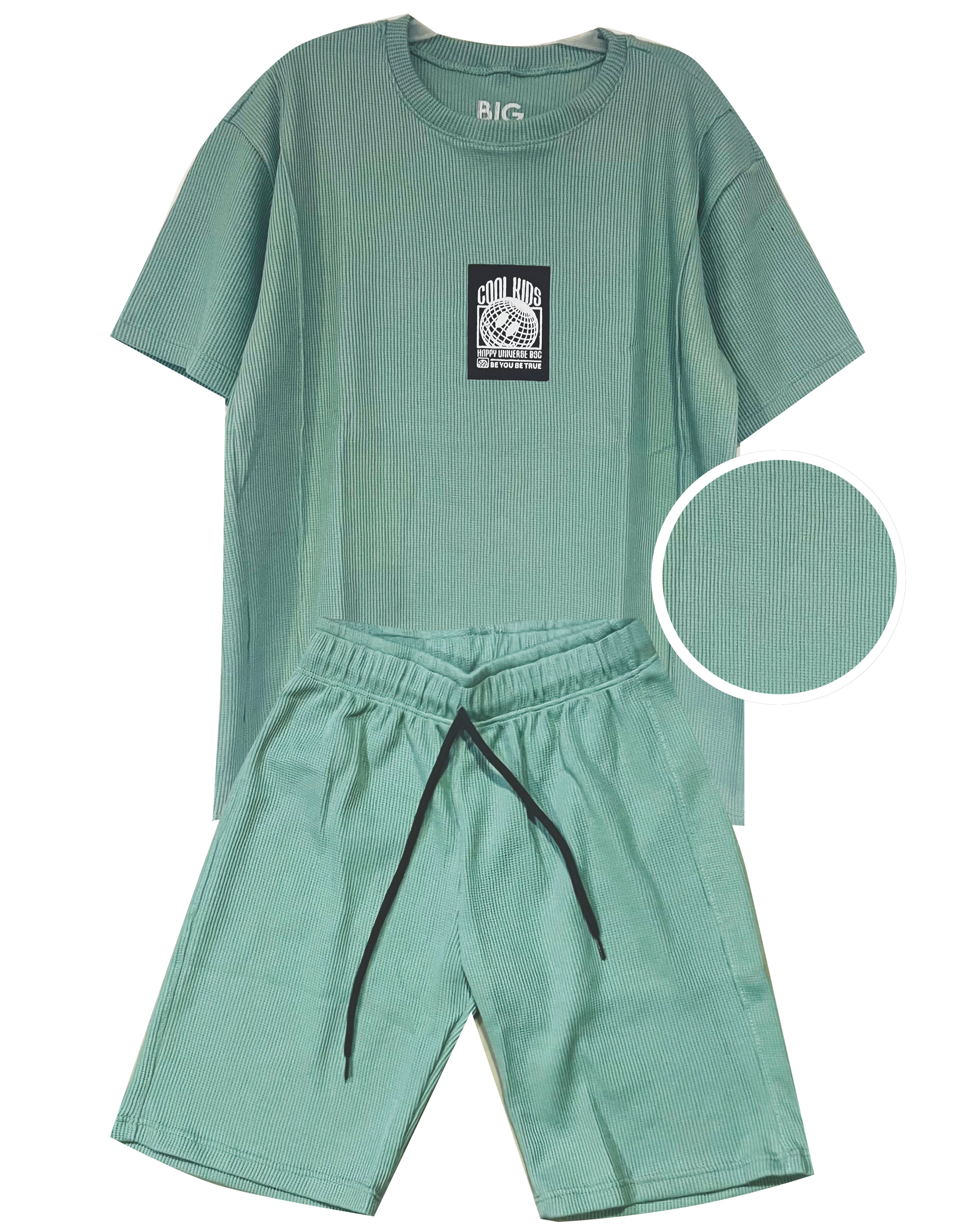 C1844 CONJUNTO UNICOLOR  TELA GALLETA COLOR  VERDE OLIVA