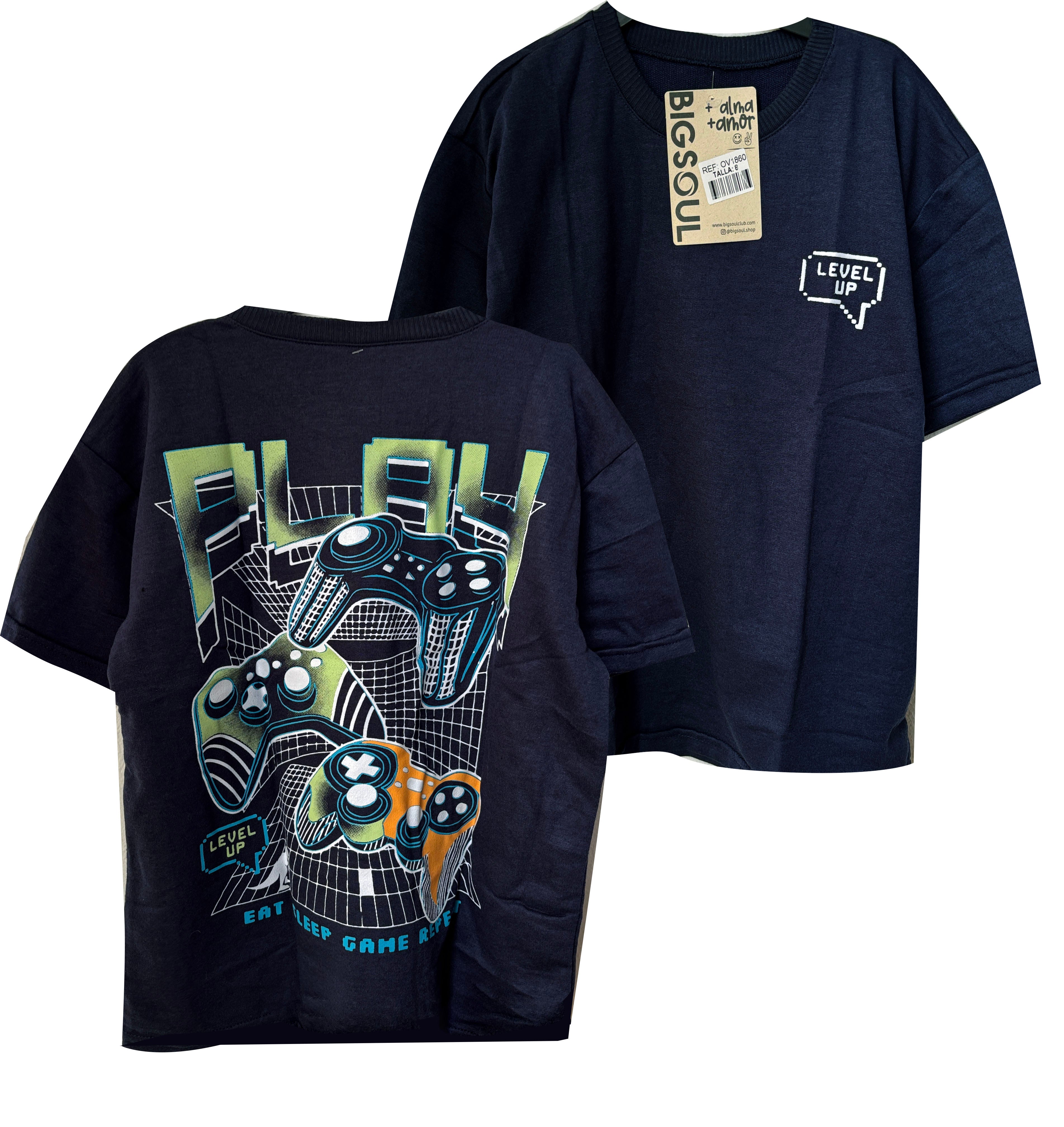OV1860  CAMISETA OVER SIZE AZUL OSCURO