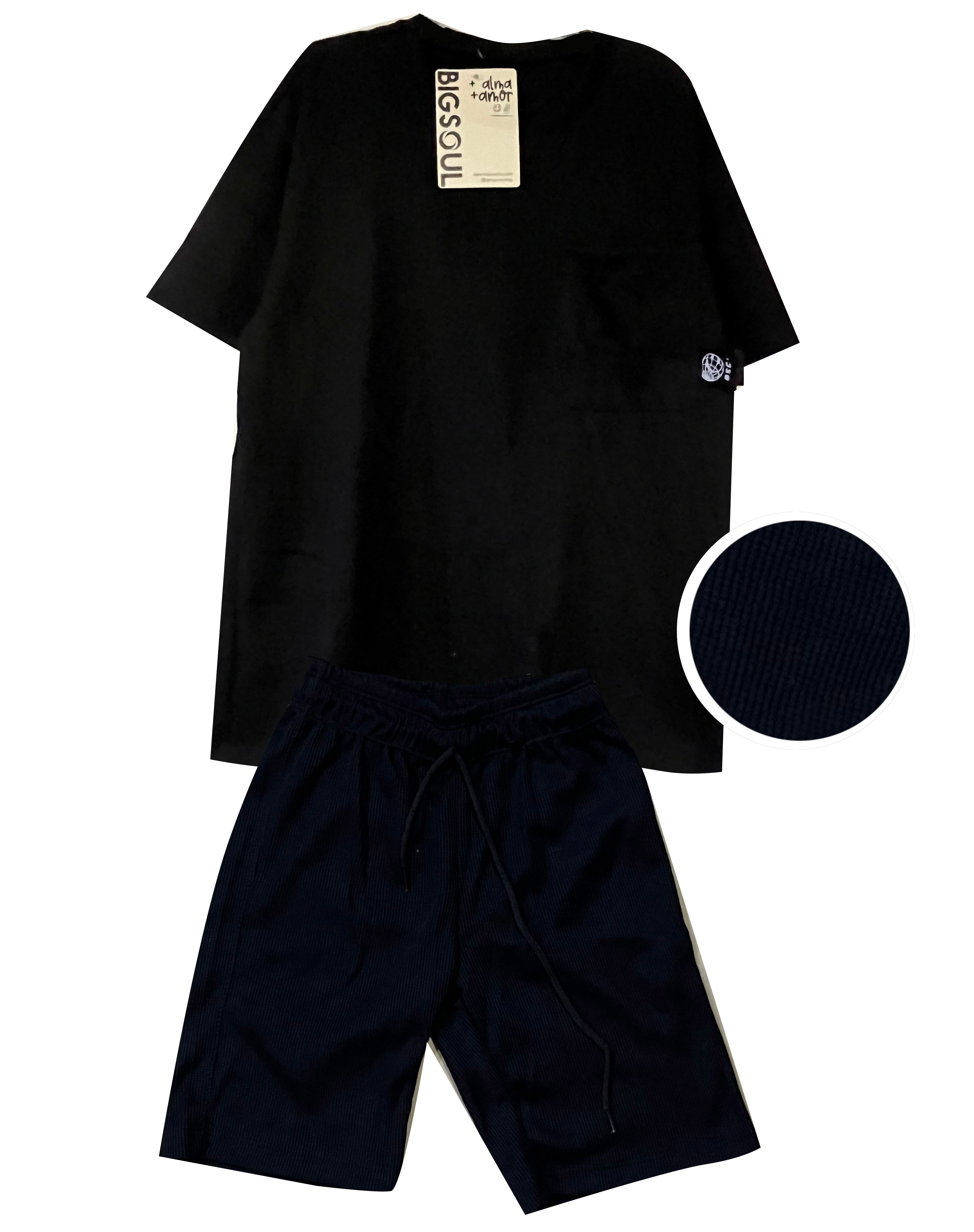 C1865 CONJUNTO UNICOLOR  TELA GALLETA COLOR  NEGRO