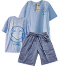 C1934 CONJUNTO CAMISETA OVER SIZE  AZUL CIELO / BERMUDA INDIGO