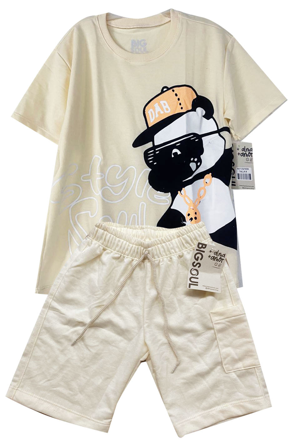 C1939 CONJUNTO UNICOLOR OVER SIZE MARFIL/ BERMUDA MARFIL