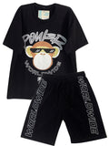 C2069 CONJUNTO UNICOLOR OVER SIZE NEGRO/ BERMUDA NEGRO