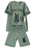 C2084 CONJUNTO UNICOLOR CAMISETA OVER SIZE / BERMUDA BURDA VERDE MILITAR