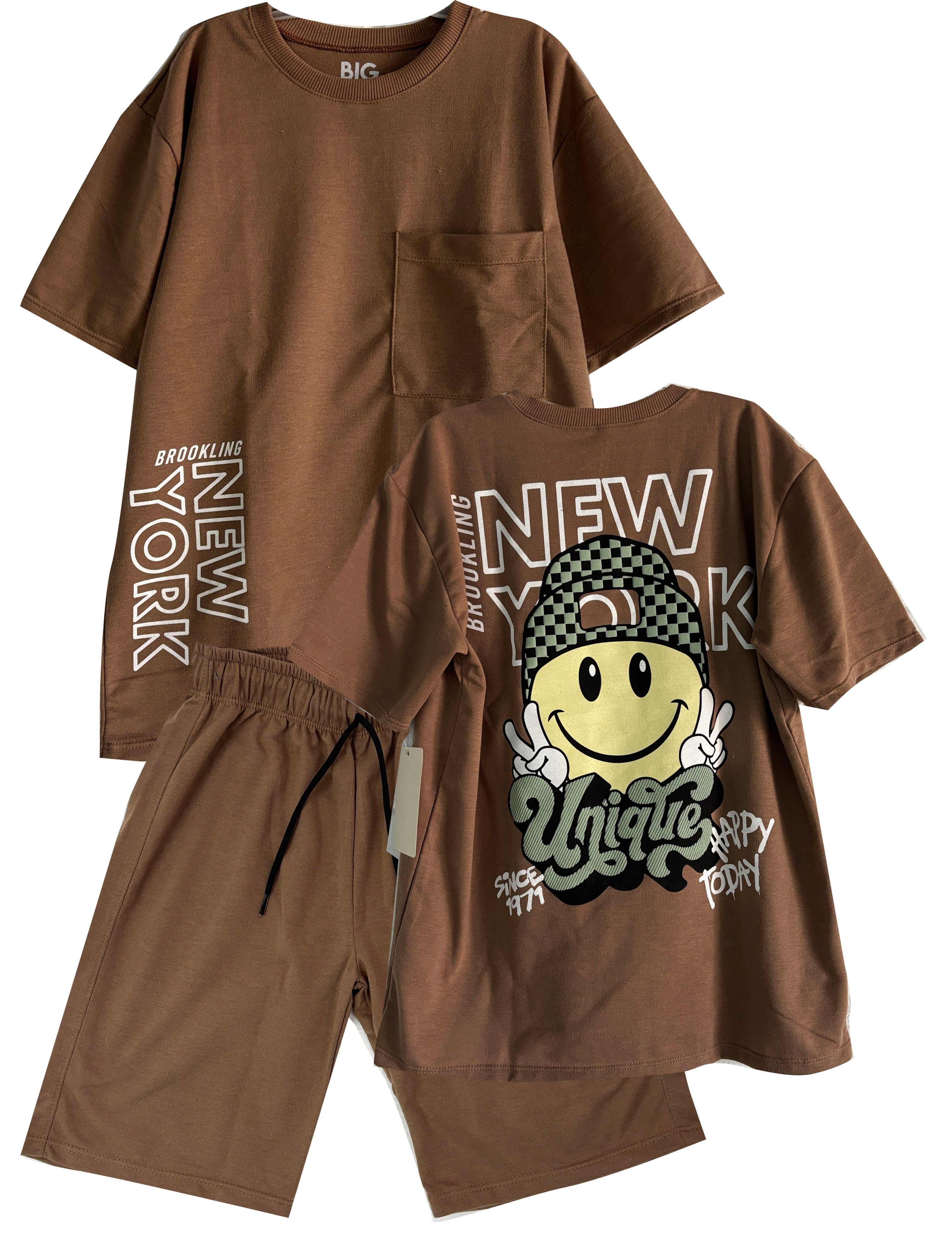 C22204 CONJUNTO UNICOLOR   OVER SIZE CAFE