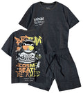 C2214  CONJUNTO UNICOLOR CAMISETA  OVER SIZE / BERMUDA NEGRO CROS