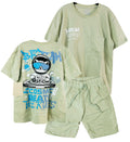 C2214  CONJUNTO UNICOLOR CAMISETA  OVER SIZE / BERMUDA VERDE PASTEL
