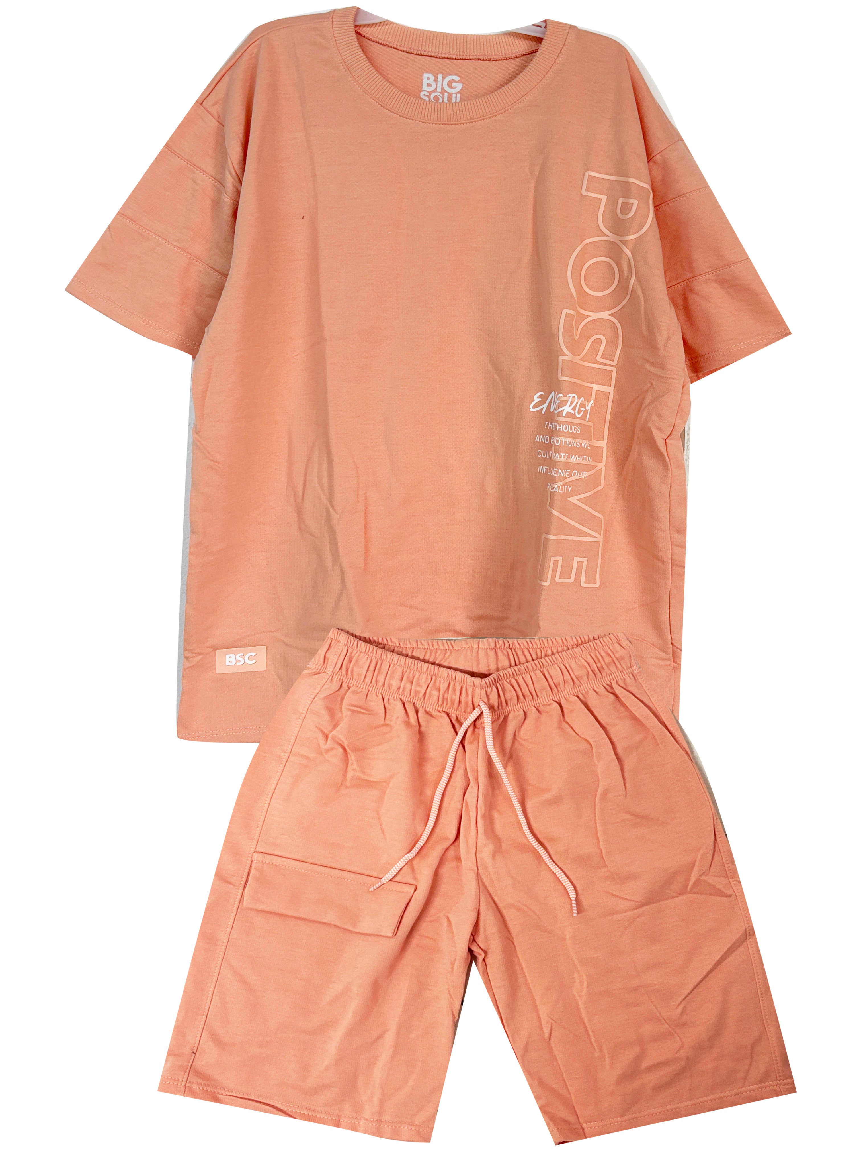 C2215 CONJUNTO UNICOLOR CAMISETA  OVER SIZE / BERMUDA MELON
