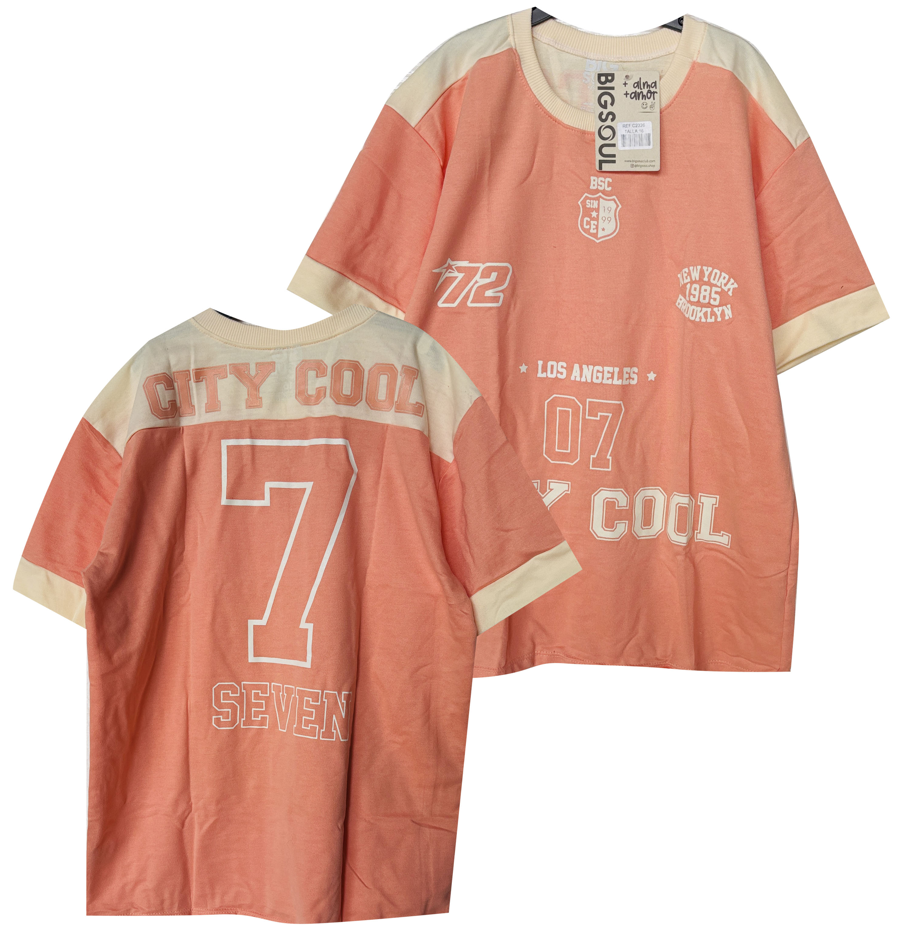 OV2326 CAMISETA CORTES SILUETA OVERS MELON PASTEL