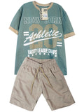 C2327 CONJUNTO CAMISETA  OVER SIZE VERDE / BERMUDA KAKY