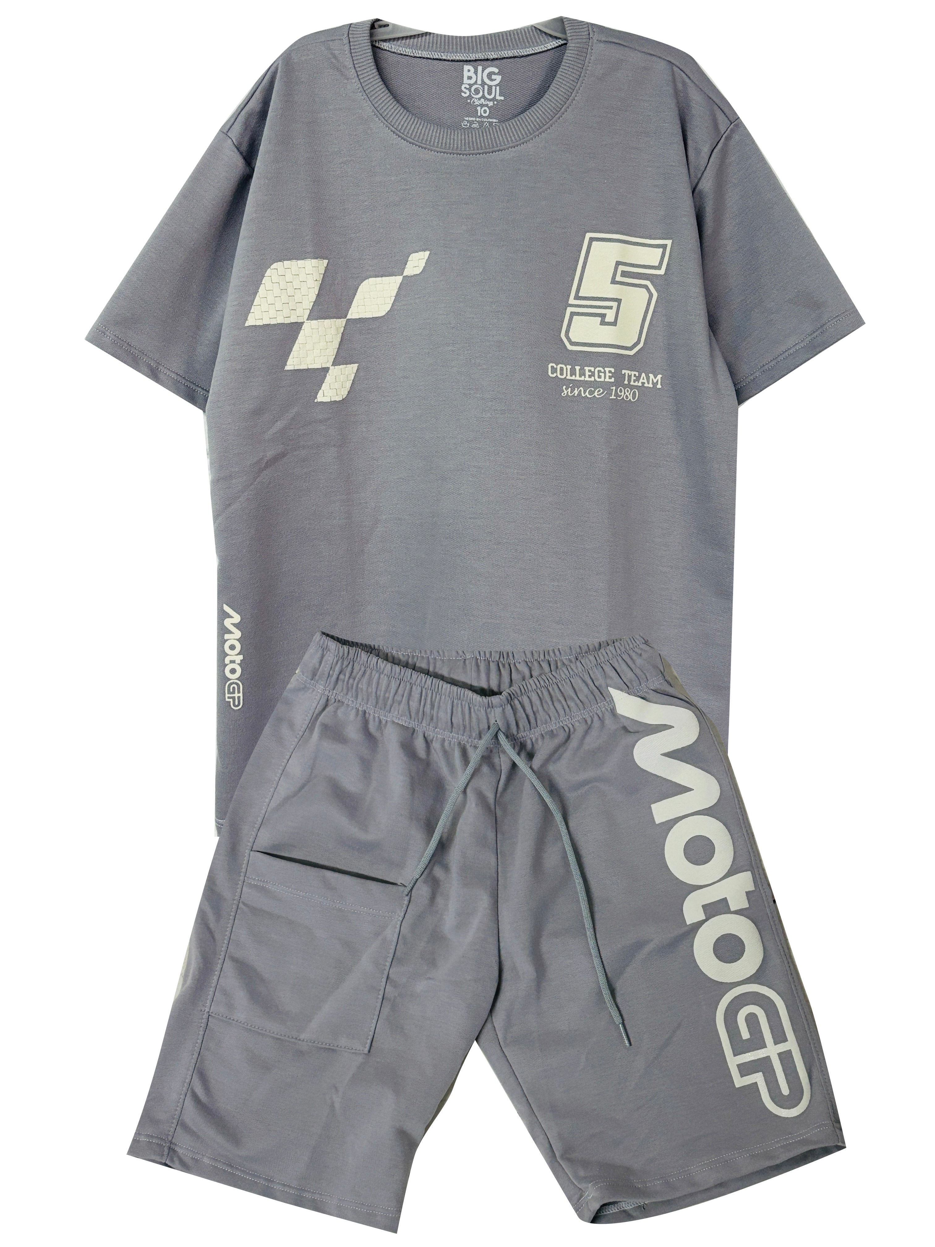 C2356 CONJUNTO UNICOLOR CAMISETA  OVER SIZE / BERMUDA GRIS