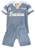 C2644 CONJUNTO   CAMISETA  OVER SIZE  COLOR PETROLEO/ BERMUDA PETROLEO