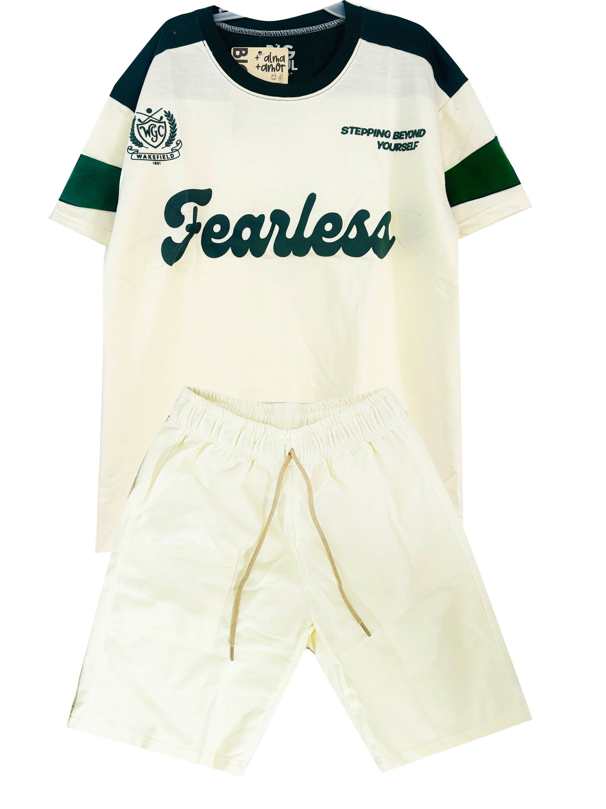C2644 CONJUNTO   CAMISETA  OVER SIZE  MARFIL/ BERMUDA MARFIL