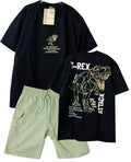 C2539 CONJUNTO  CAMISETA  OVER SIZE NEGRO/ BERMUDA VERDE PASTEL