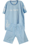 C2545 CONJUNTO  UNICOLOR  OVER SIZE AZUL CIELO/ BERMUDA