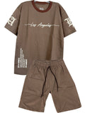 C2545 CONJUNTO  UICOLOR  OVER SIZE TAUPE/ BERMUDA TAUPE