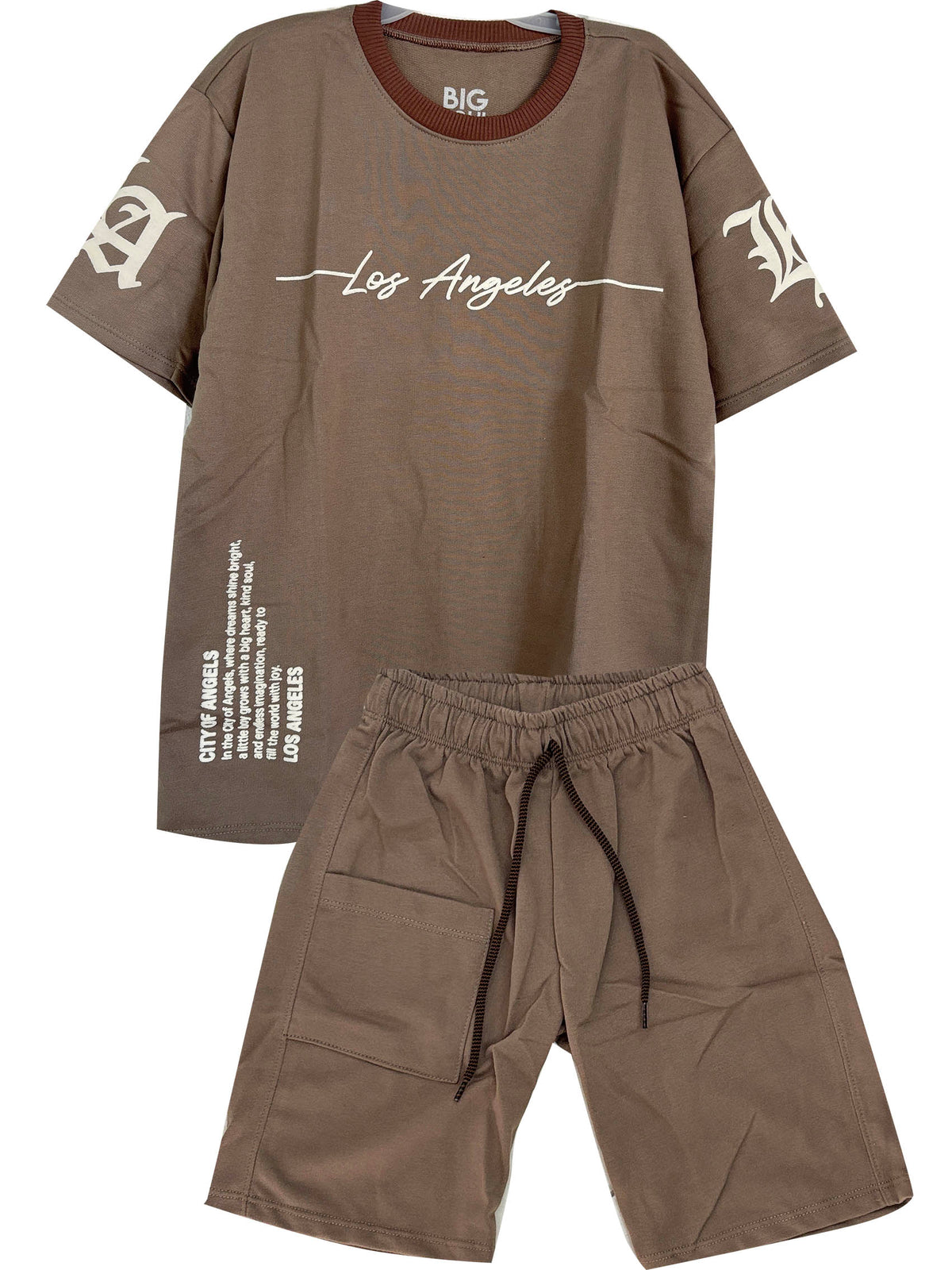 C2545 CONJUNTO  UICOLOR  OVER SIZE TAUPE/ BERMUDA TAUPE