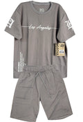 C2545 CONJUNTO  UICOLOR  OVER SIZE GRIS / BERMUDA GRIS