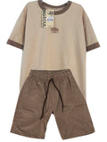 C2647 CONJUNTO  CAMISETA  OVER SIZE KAKY / BERMUDA CAFE