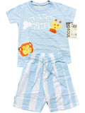 CB2090 CONJUNTO BEBE CAMISETA AZUL CIELO /BERMUDA BURDA LIVIANA ESTAMPADA RAYAS
