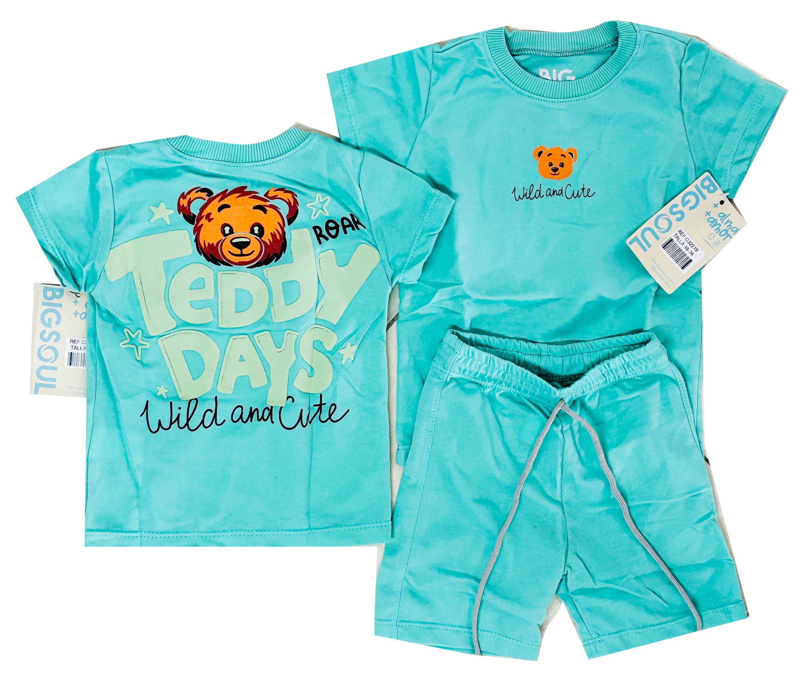 CB2219 CONJUNTO BEBE UNICOLOR AGUAMARINA  /BURDA LIVIANA
