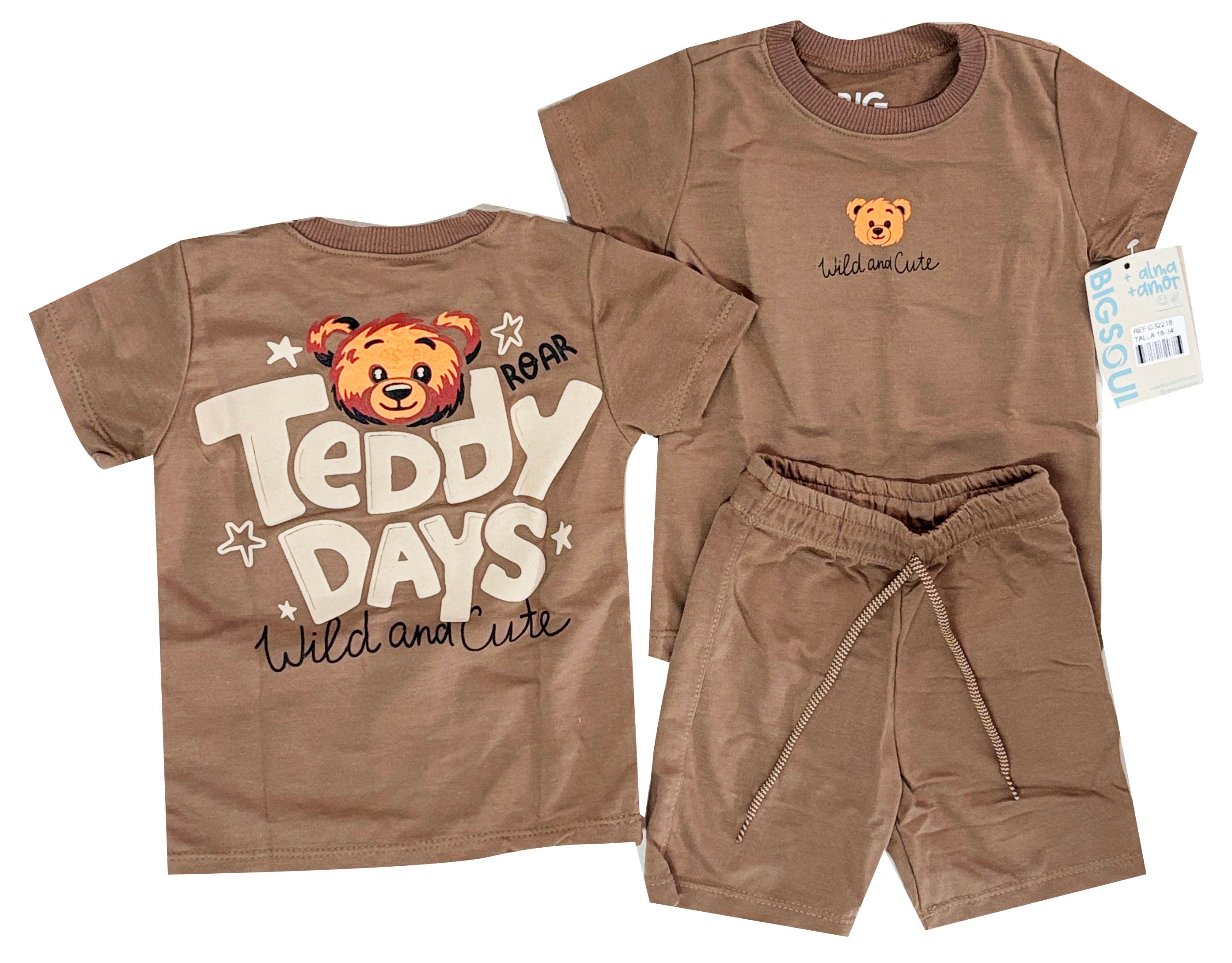 CB2219 CONJUNTO BEBE UNICOLOR TABACO  /BURDA LIVIANA