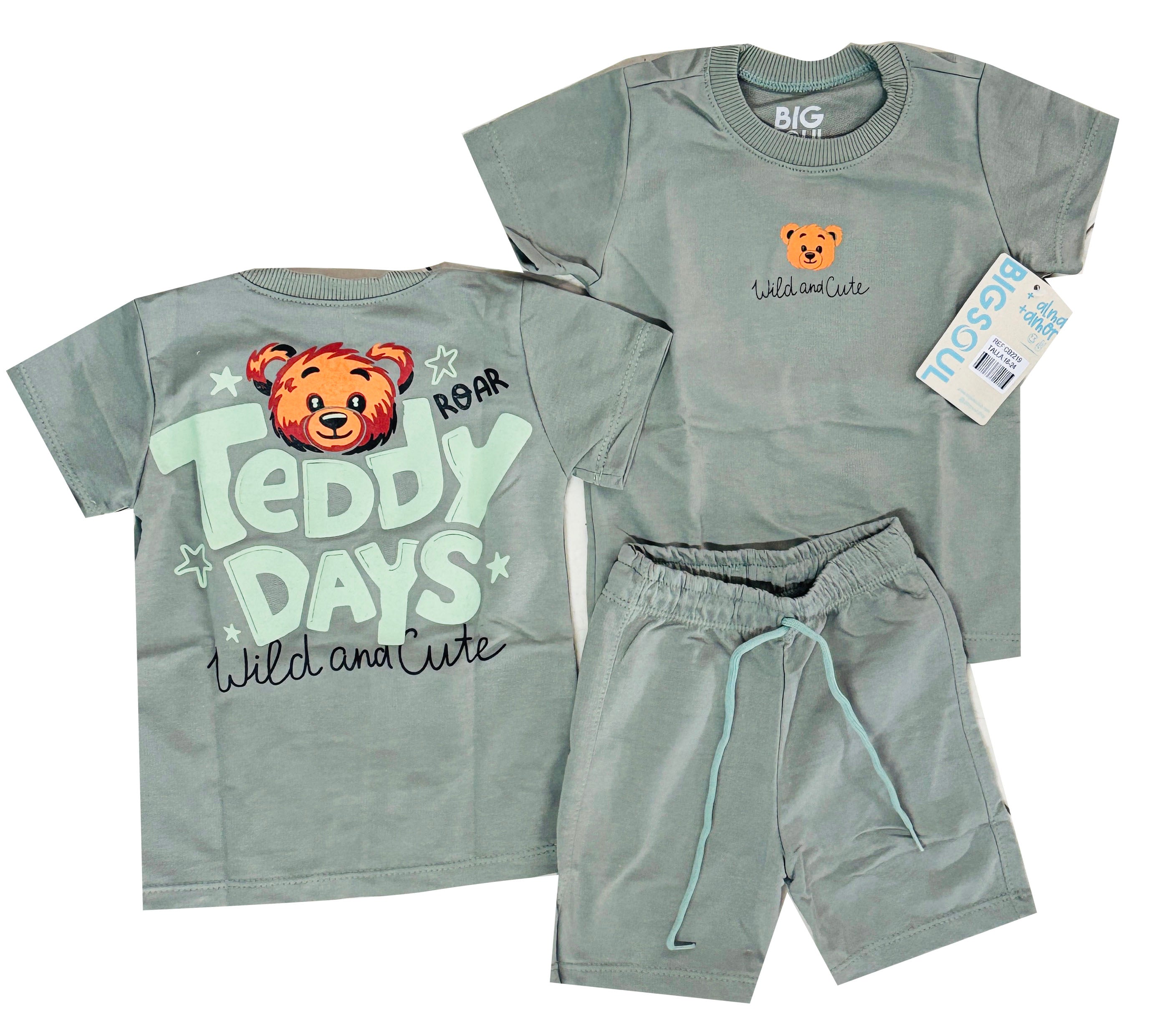 CB2219 CONJUNTO BEBE UNICOLOR VERDE OLIVA /BURDA LIVIANA