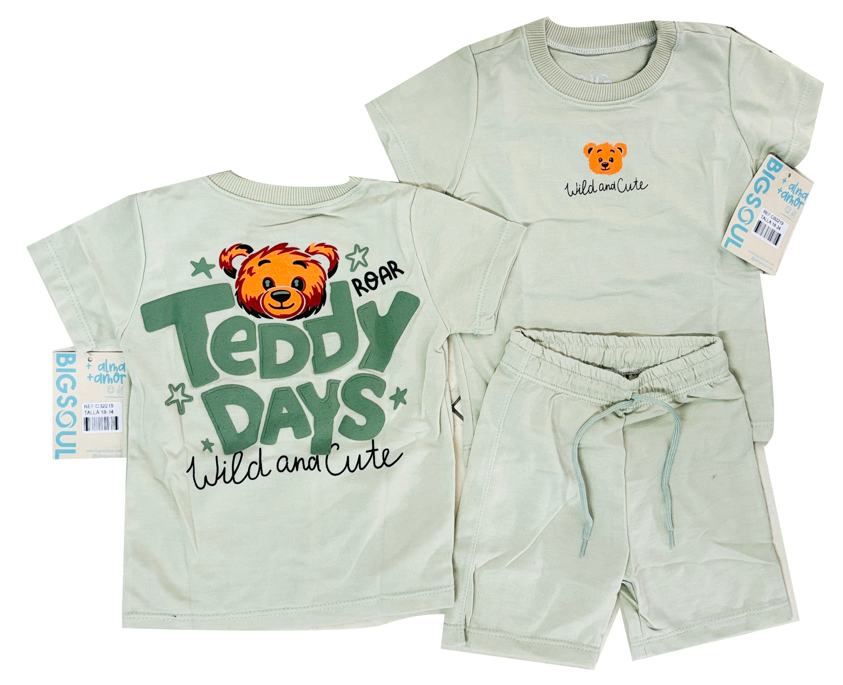 CB2219 CONJUNTO BEBE UNICOLOR VERDE PASTEL  /BURDA LIVIANA