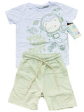 CB2222 CONJUNTO BEBE CAMISETA BLANCO /BERMUDA BURDA LIVIANA COLOR VERDE PASTEL