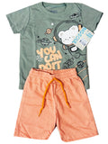 CB2222 CONJUNTO BEBE CAMISETA VERDE OLIVA  /BERMUDA BURDA LIVIANA MELON