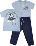CB2223 CONJUNTO CAMISETAAUZL CIELO /JOGGER TEXTURA AZUL OSCURO