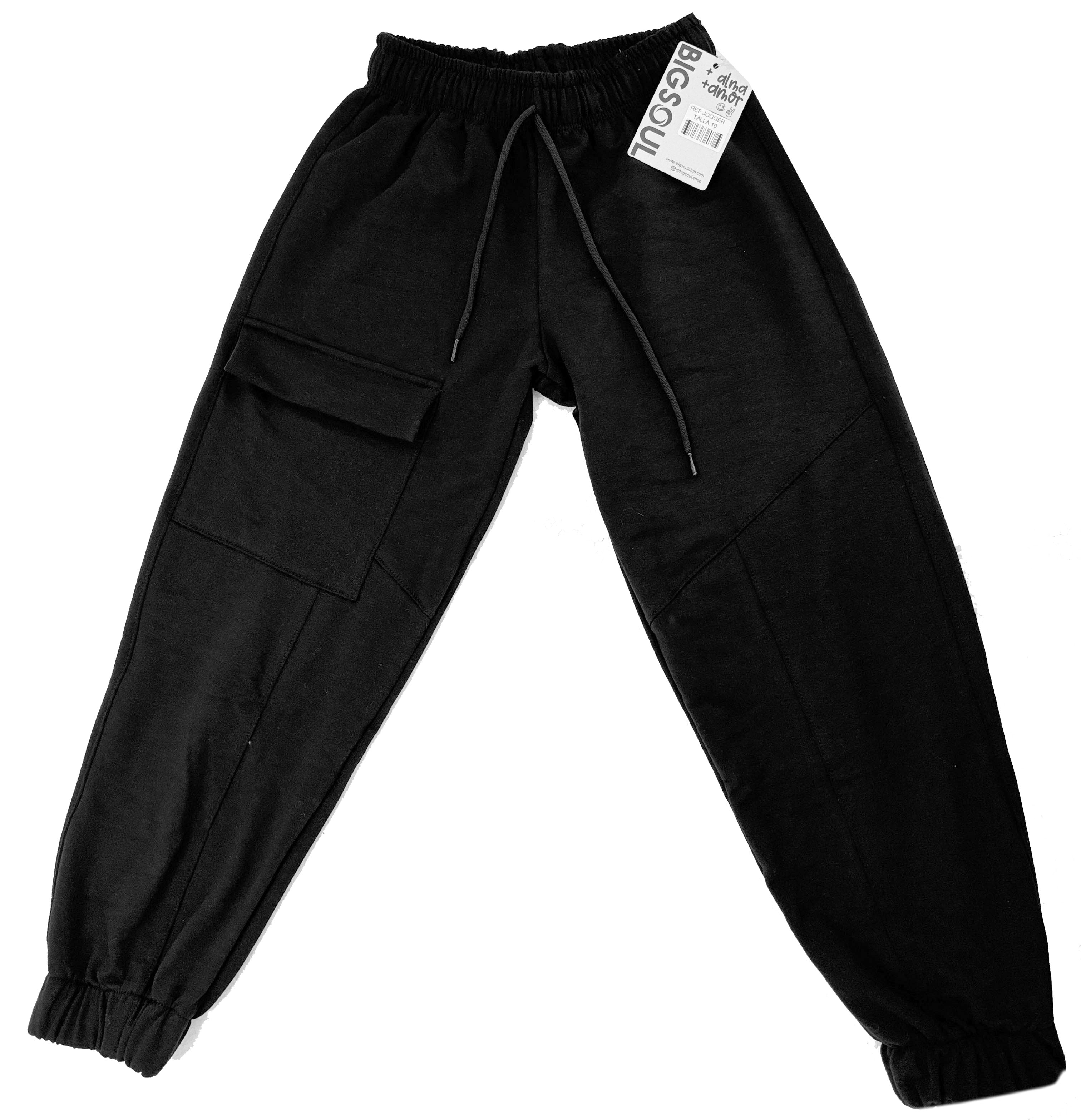 J1001 JOGGER  SILUETA AMPLIA BURDA ALGODON  NEGRO