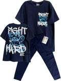 CJ1636  CONJUNTO UNICOLOR  CAMISETA OVER SIZE AZUL OSC/ JOGGER AZUL OSCURO