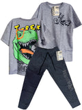 CJ1639  CONJUNTO CAMISETA OVER SIZE GRIS JASPE/ JOGGER NEGRO CROS