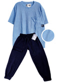CJ1865 CAMISETA OVERSIZE TEXTURA AZL CIELO / JOGGER AZUL OSCURO
