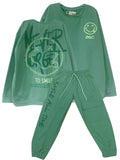 CJ1916 CONJUNTO UNICOLOR BUSO  OVERSIZE VERDE  + JOGGER VERDE BURDA