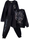 CJ1916 CONJUNTO UNICOLOR BUSO  OVERSIZE NEGRO   + JOGGER NEGRO