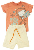 CJB2026 CONJUNTO CAMISETA MELON PASTREL   /BERMUDA BURDA MARFIL