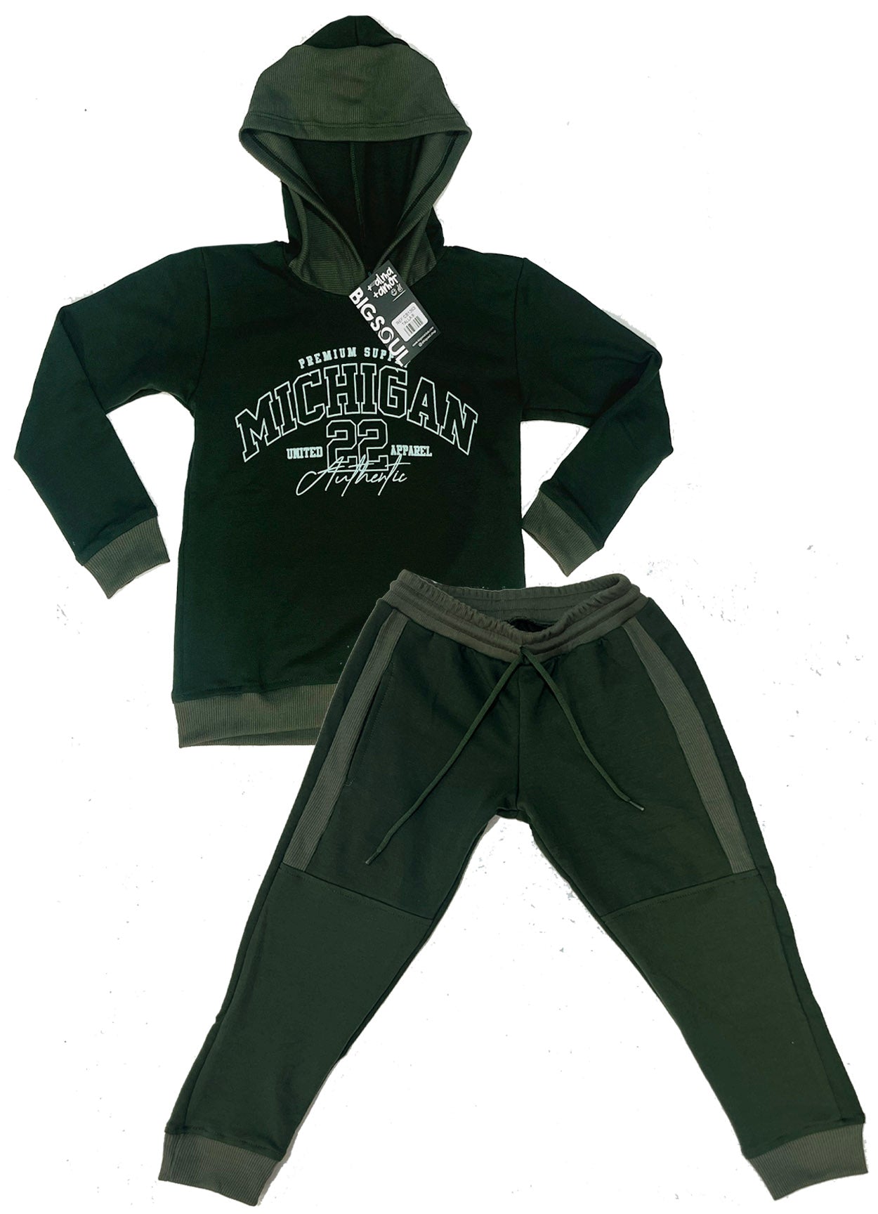 CB1363 CONJUNTO BUSO  CON CHOMPA VERDEMILITAR + JOGGER  VERDE MILITAR