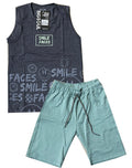 CS1620 SMILE FACES CAMISILLA NEGRO CROSS/ BERMUDA VERDE SECO