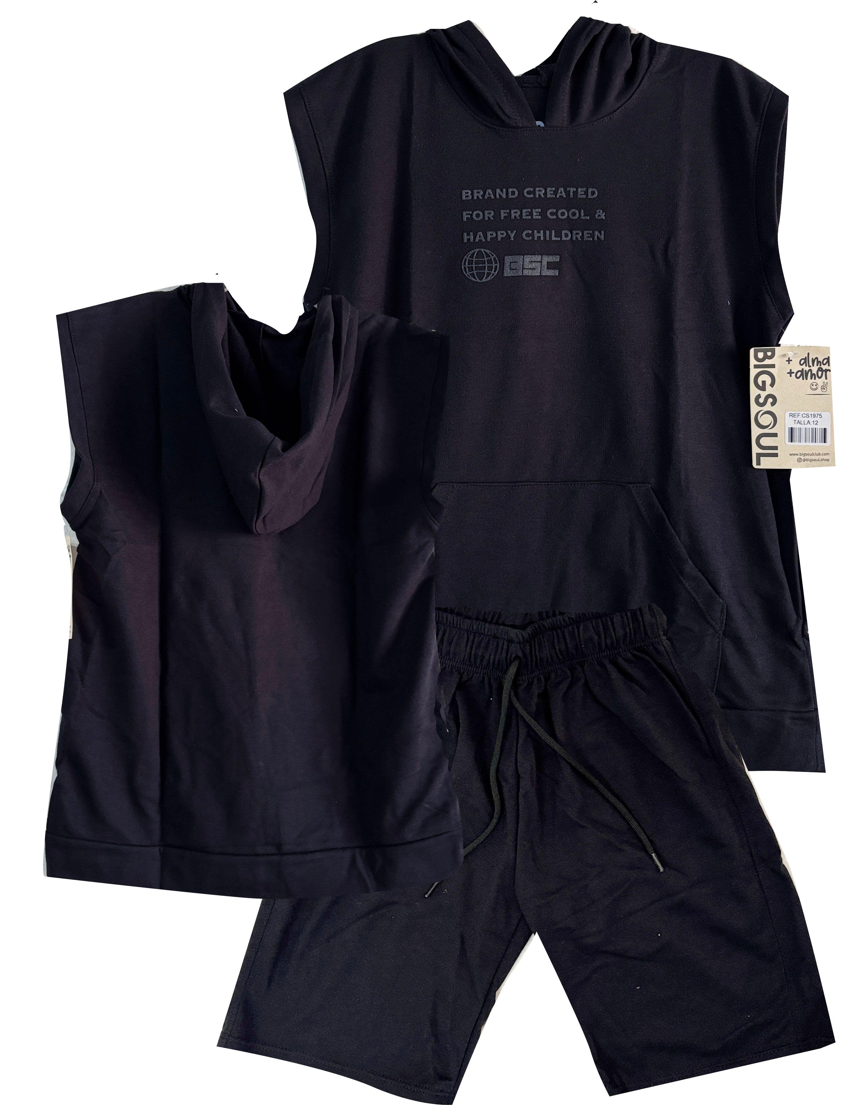 CS1975 CONJUNTO NINO CAPUCHA NEGRO